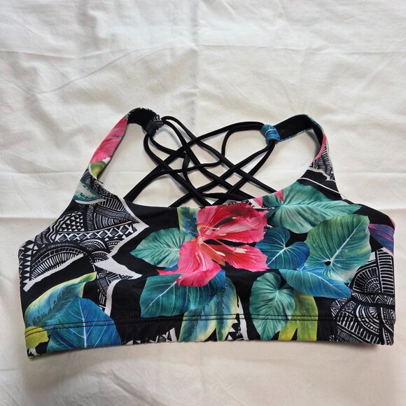 ONZIE Tropical Floral Print Strappy Sports Bra - Picture 1 of 7